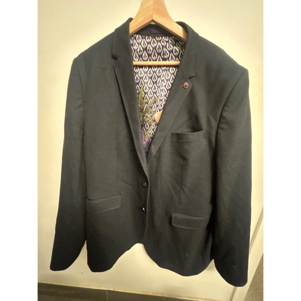 Ted Baker London Mens Navy Blue Textured Two Button Blazer Sport Coat Size 7